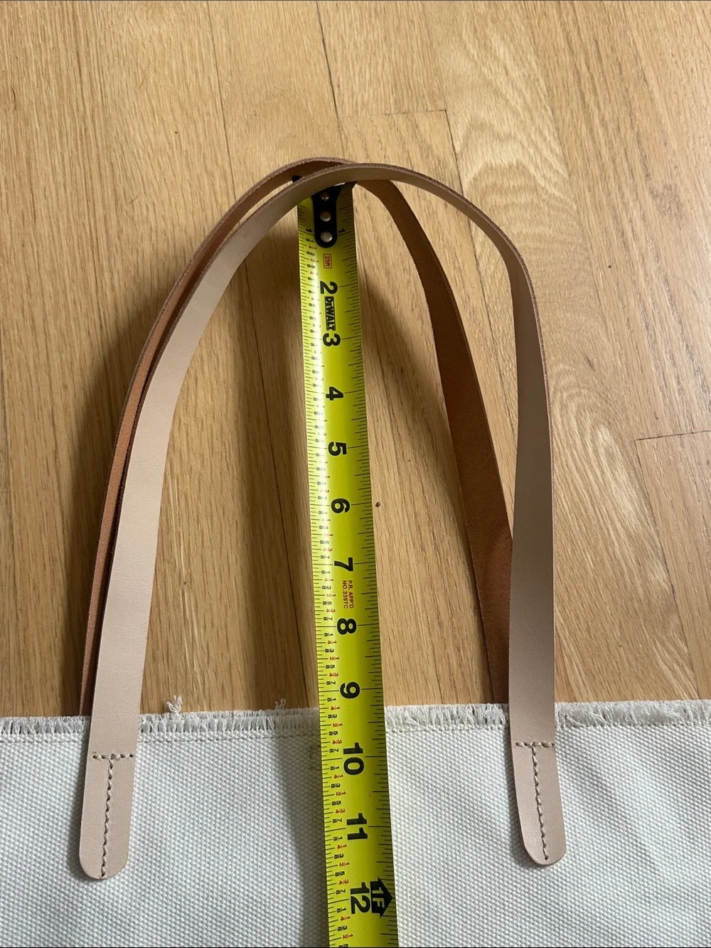 Jamie Young Cream Canvas Tote with Tan Leather Handles - Picture 8 of 9